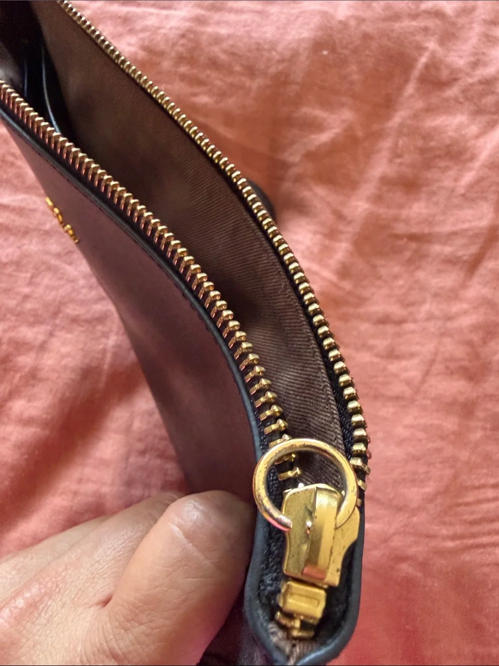 Ralph Lauren Black Leather Zip Pouch